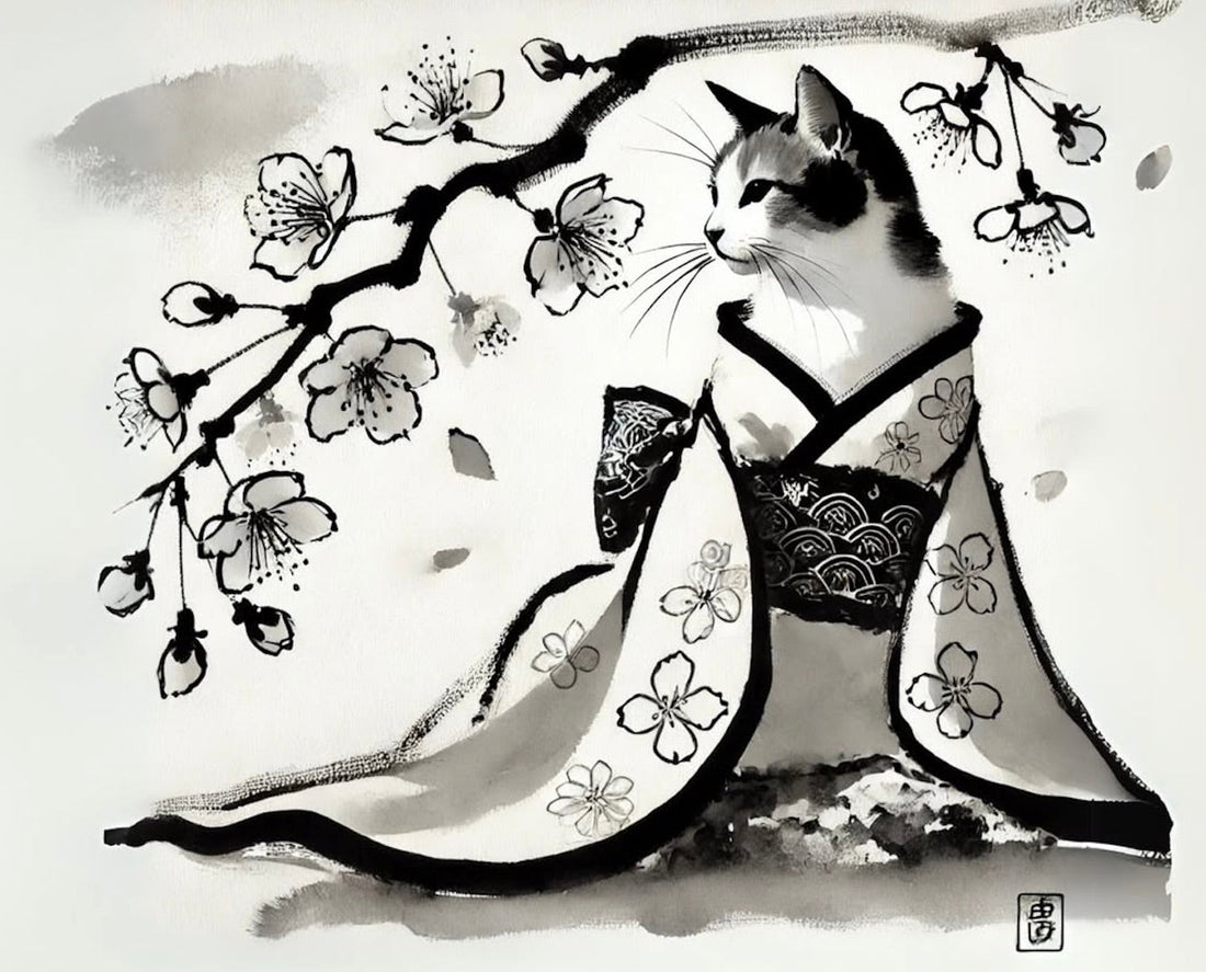 The Cherry Blossom Guardian 🌸🐱🌿 - Kimono Cats Collection Kimono Cat, Kimono Cats, Kawaii Cat, Zen Cat, Neko, Maneki Neko, Kimono Kitty, Japan, Tokyo, Kyoto
