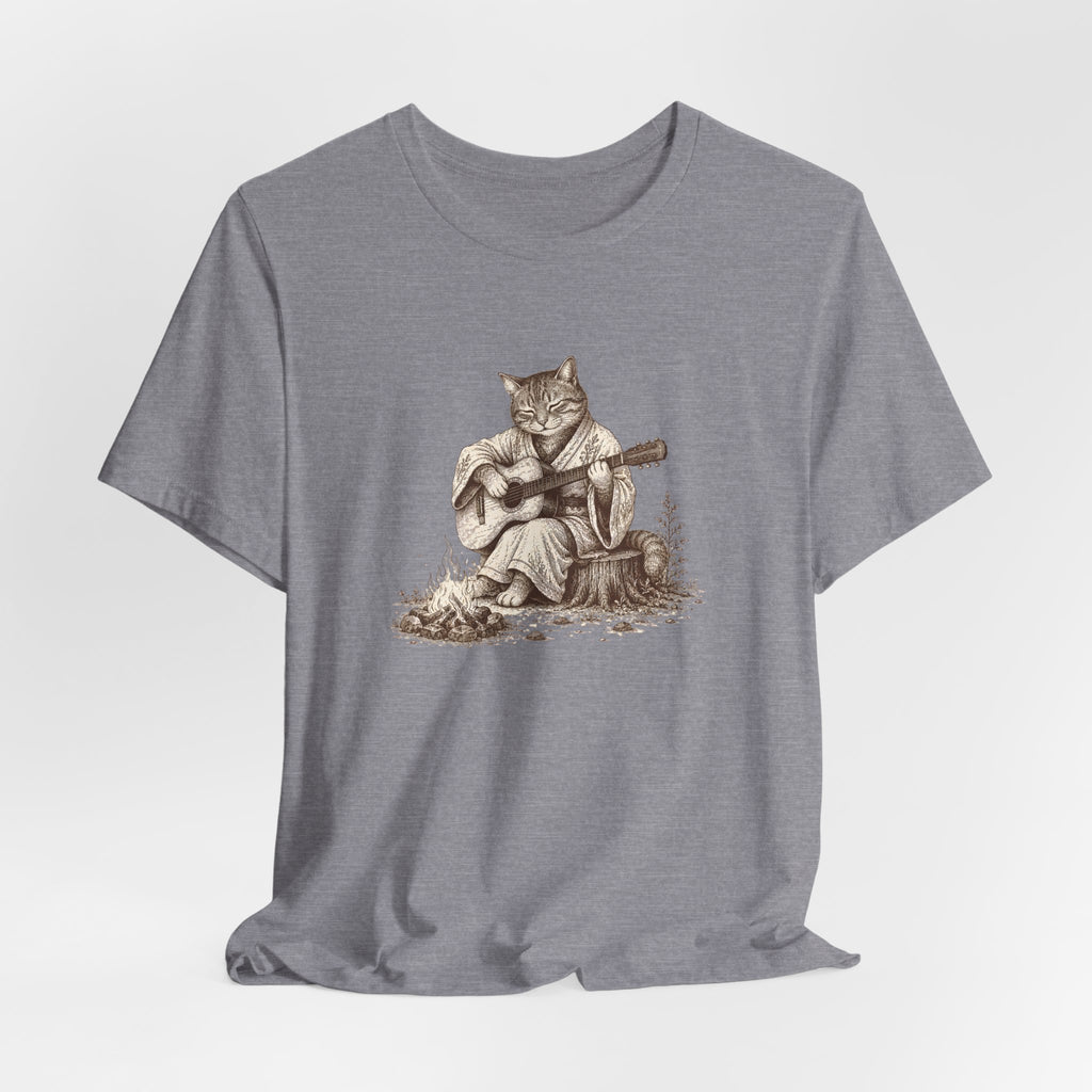 Cat Playing Guitar T‑Shirt – Vintage Acoustic Cat Music Tee