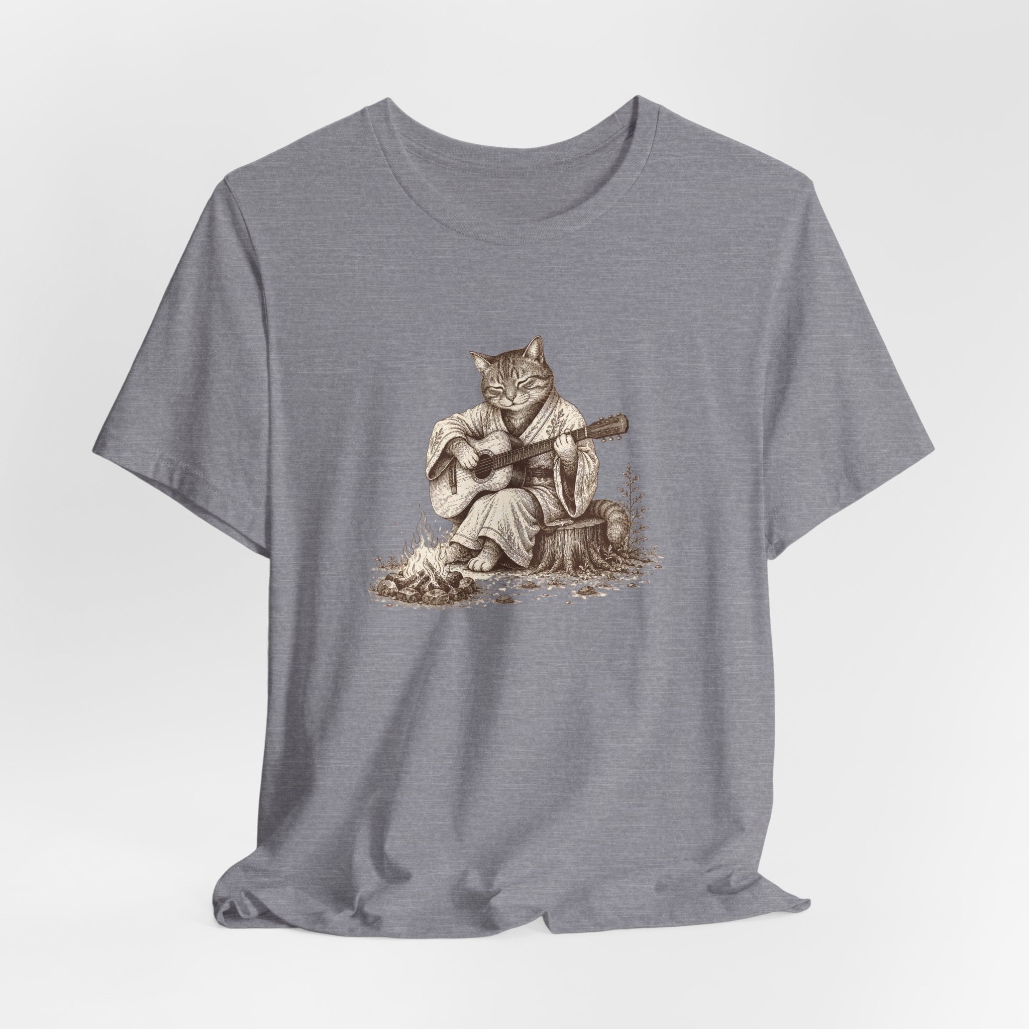 Cat Playing Guitar T‑Shirt – Vintage Acoustic Cat Music Tee