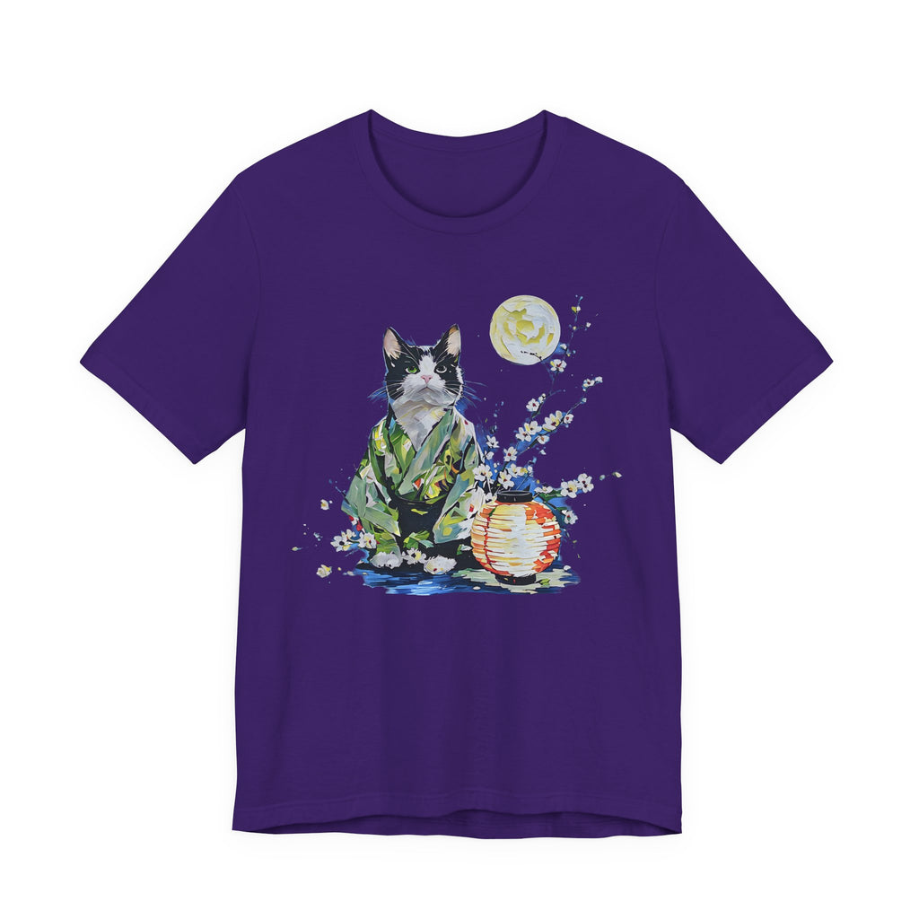 Moon Flower Cat Silhouette T-Shirt | Cat Illustration, Doodle Portrait