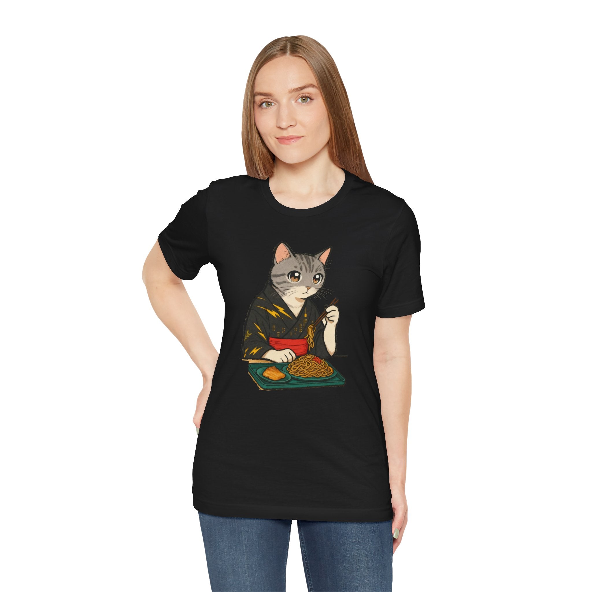 Yakisoba Noodle Cat Shirt - Japanese Street Food Kimono Cat Tee - Kimono Cats Collection