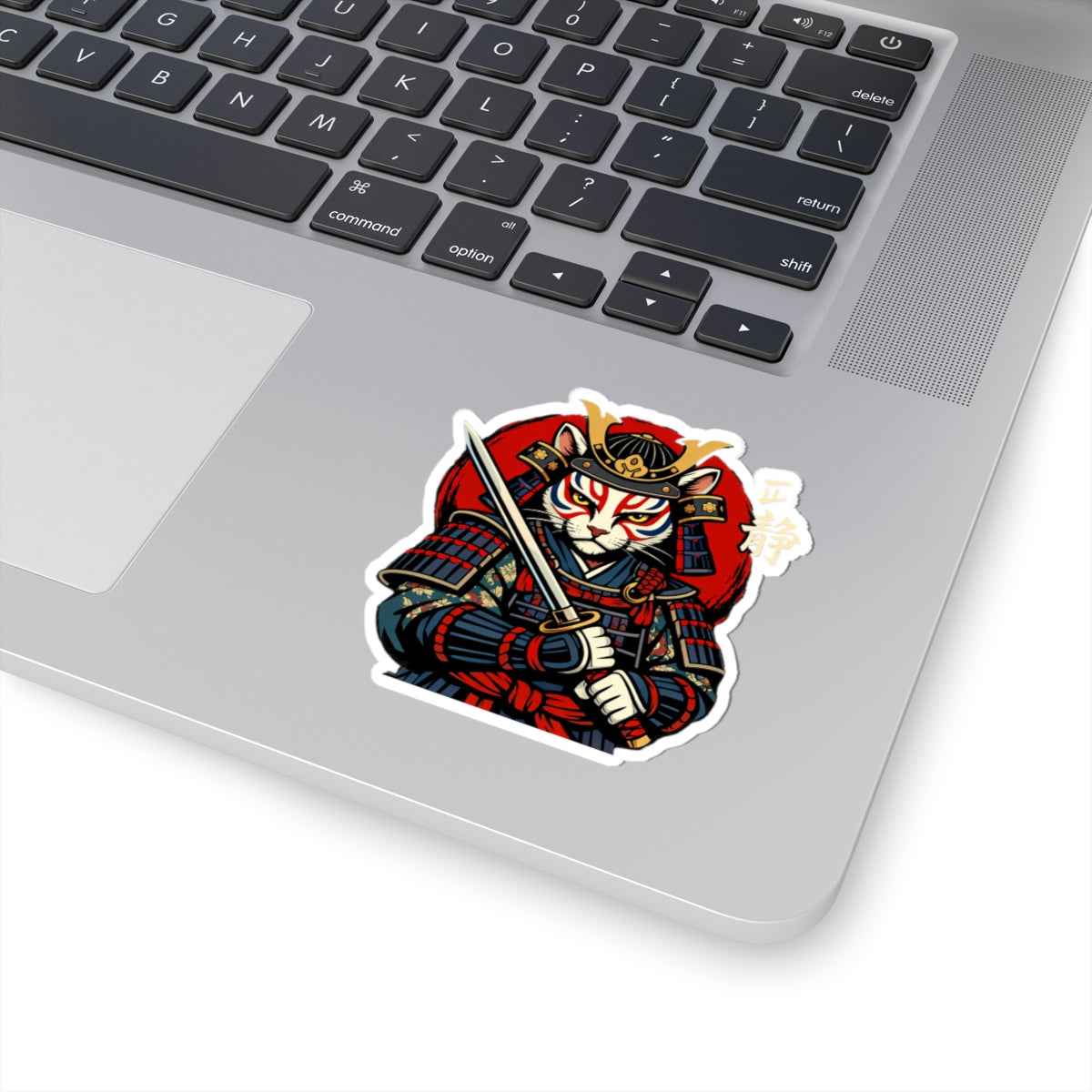 Samurai Cat Illustration Kiss-Cut Sticker | Warrior Kitty Vinyl Decal