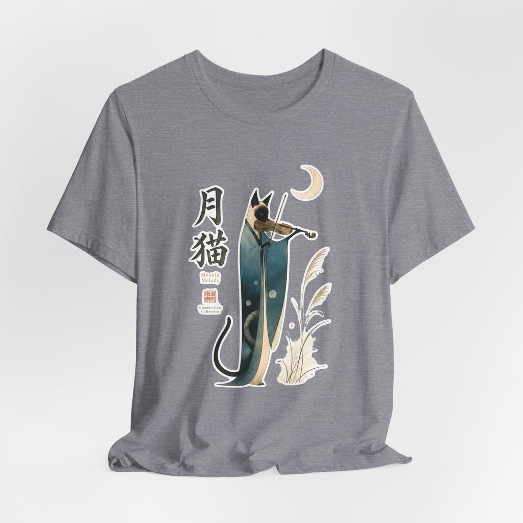 Moon Cat Violin Tee — Japanese-Inspired Cat Playing Violin T-Shirt