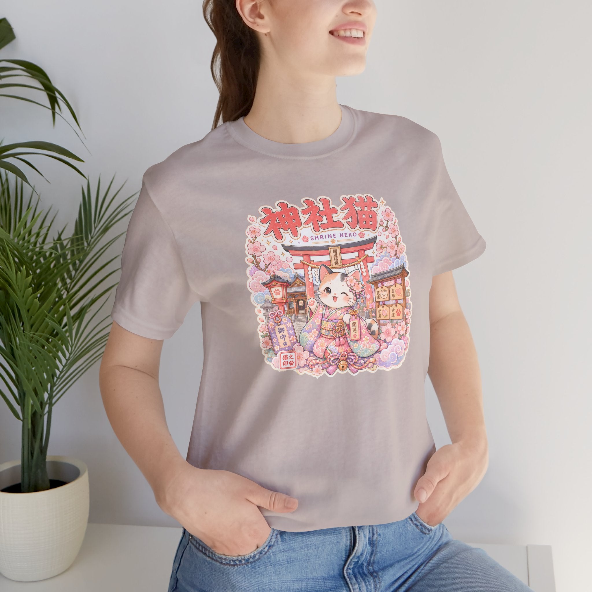 Lucky Cat Shrine T-Shirt — Kawaii Maneki Neko Cherry Blossom Tee