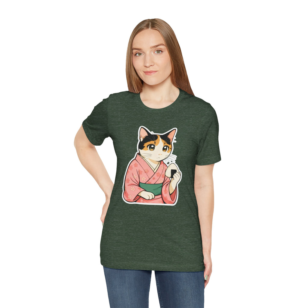 Onigiri Kimono Cat Shirt - Cute Japanese Comfort Food Tee