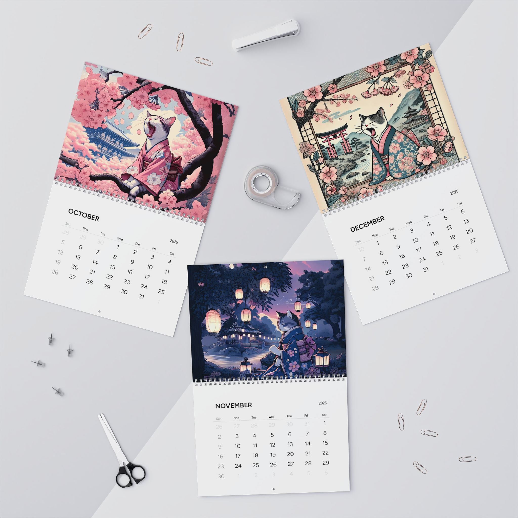 Kawaii Zen Cats of Edo Calendar 2025