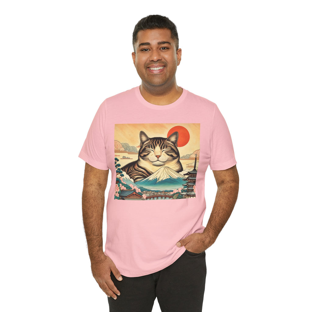 Sakura Mt. Fuji Cat Shirt - Cute Cat T-Shirt Inspired by Japanese Culture - Kimono Cats Collection
