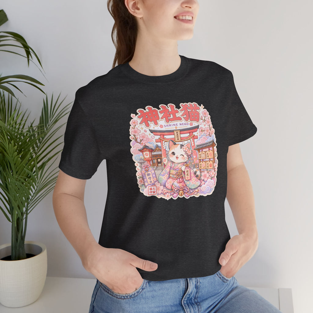 Lucky Cat Shrine T-Shirt — Kawaii Maneki Neko Cherry Blossom Tee