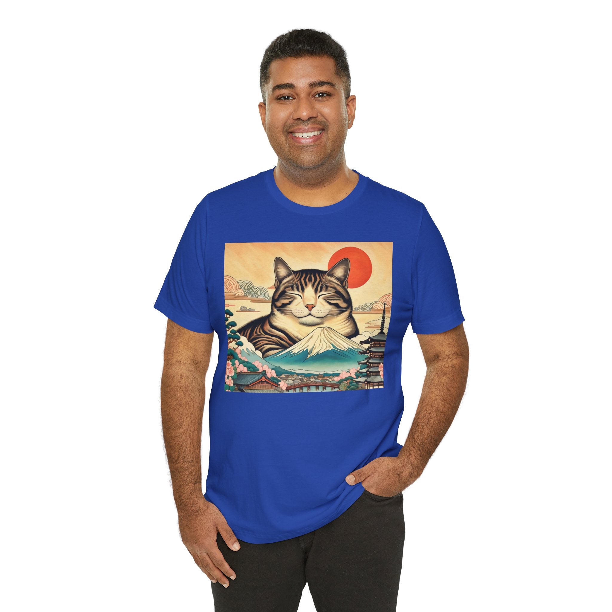 Sakura Mt. Fuji Cat Shirt - Cute Cat T-Shirt Inspired by Japanese Culture