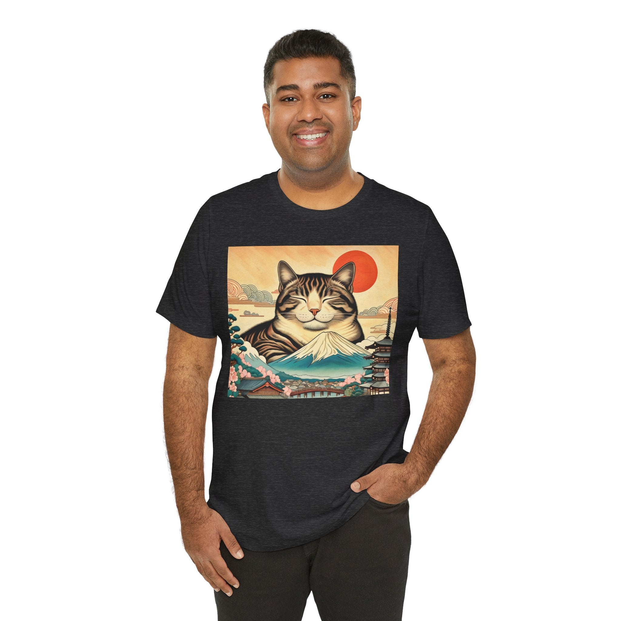 Sakura Mt. Fuji Cat Shirt - Cute Cat T-Shirt Inspired by Japanese Culture - Kimono Cats Collection