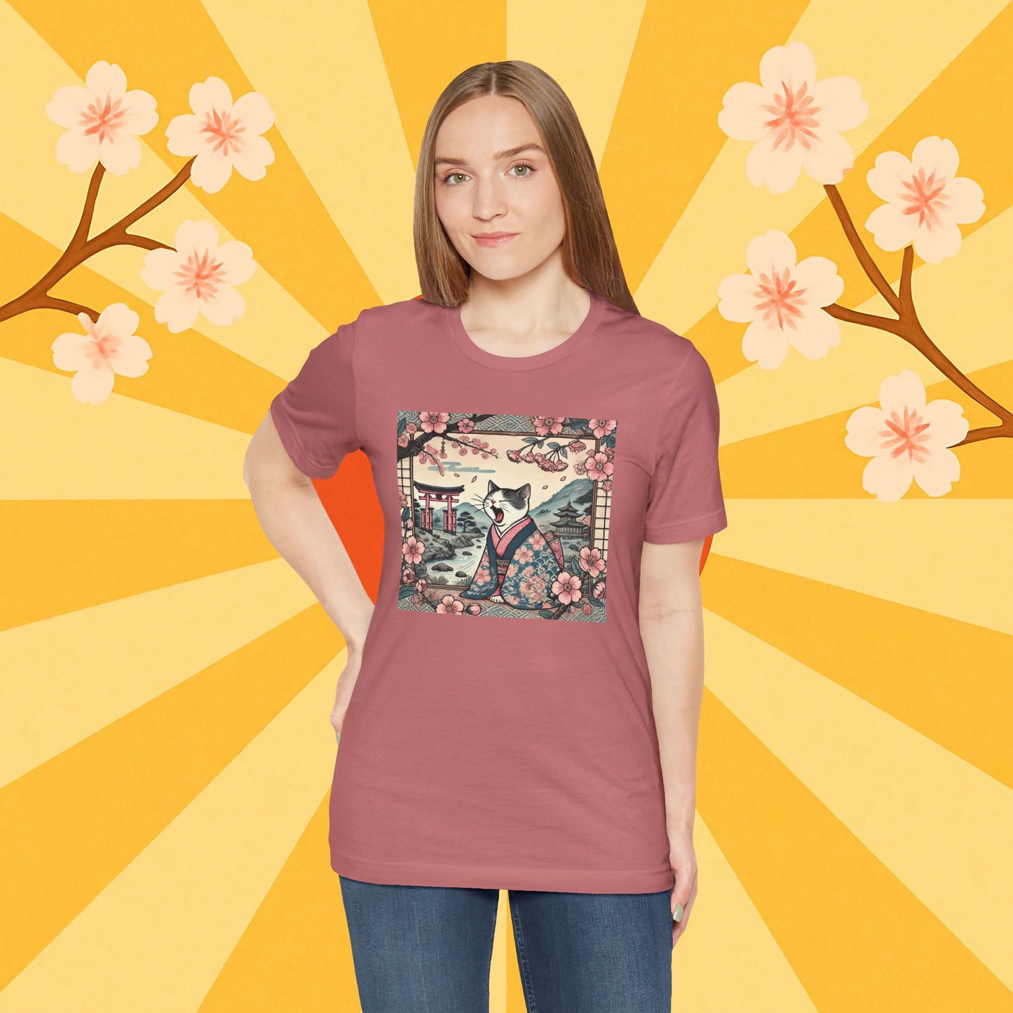 Kimono-Katze T-Shirt: Faule japanische Zen-Katze