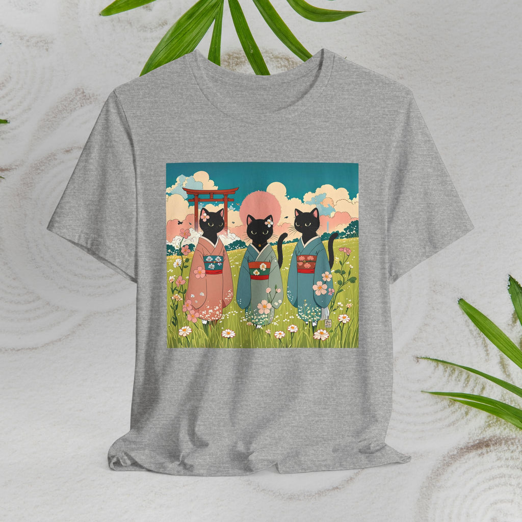 Black Kitty Cats in Japanese Kimonos T-Shirt
