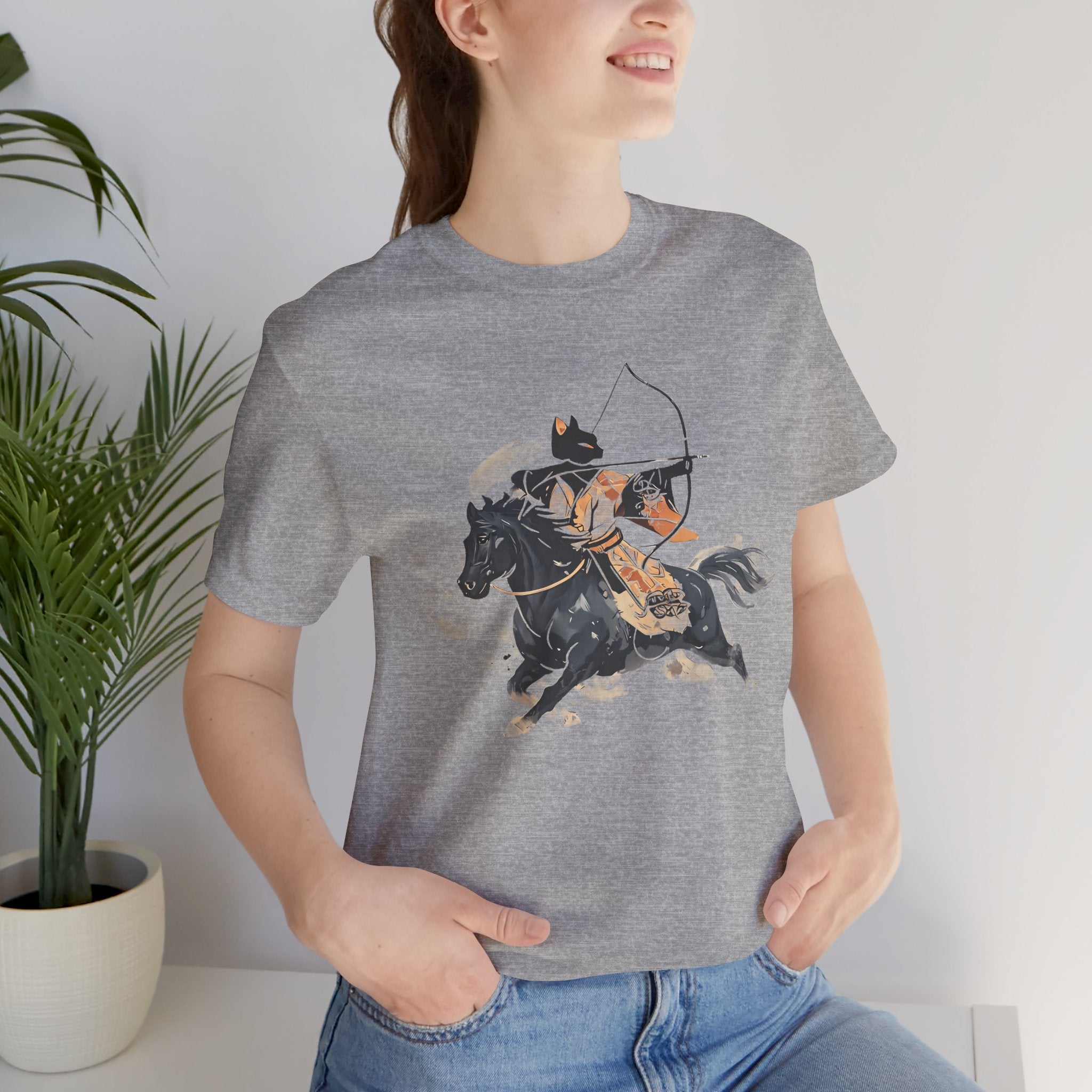 Year of the Horse Kyudo Archer Cat Ukiyo-e Kimono T-Shirt