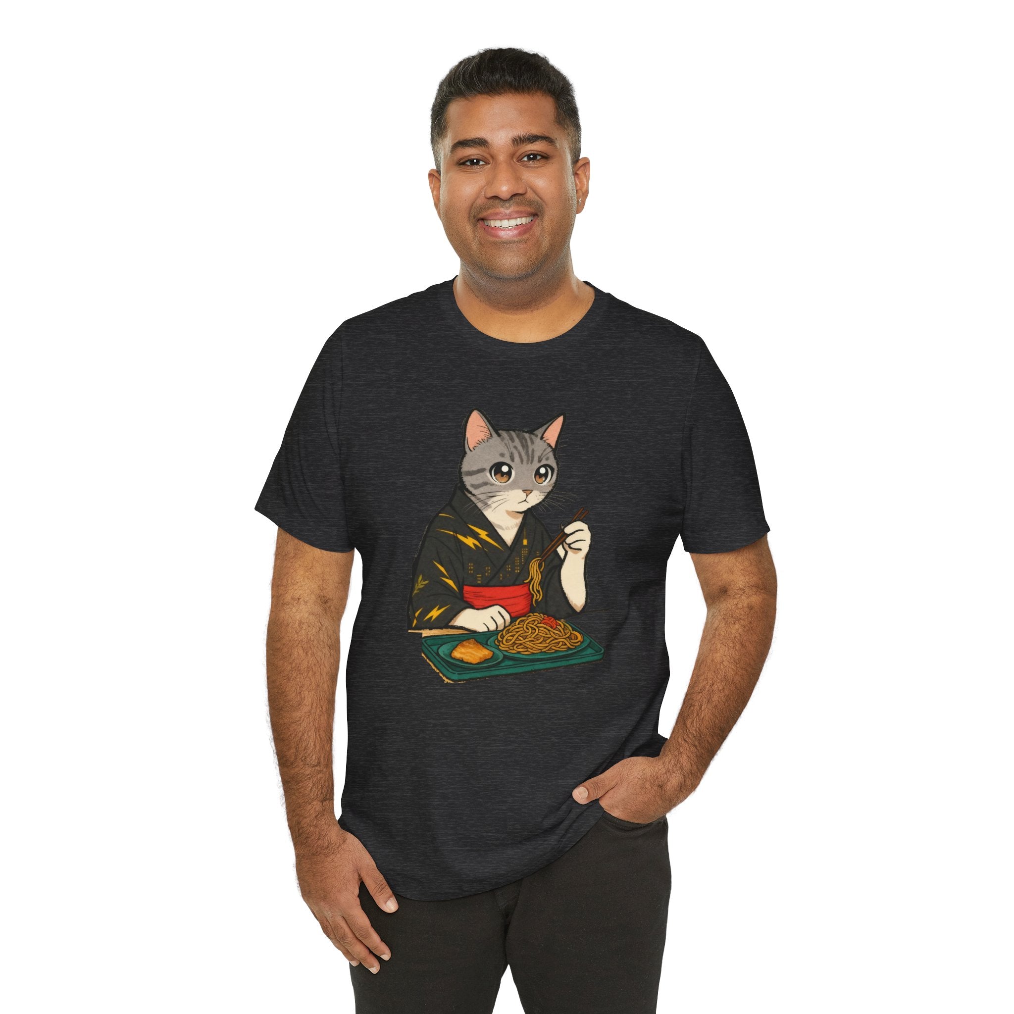 Yakisoba Noodle Cat Shirt - Japanese Street Food Kimono Cat Tee - Kimono Cats Collection