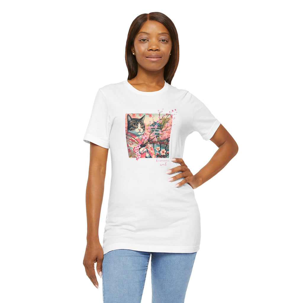 Sakura Kimono Cat Tee - Unisex Stylish T-Shirt for Cat Lovers - Kimono Cats Collection