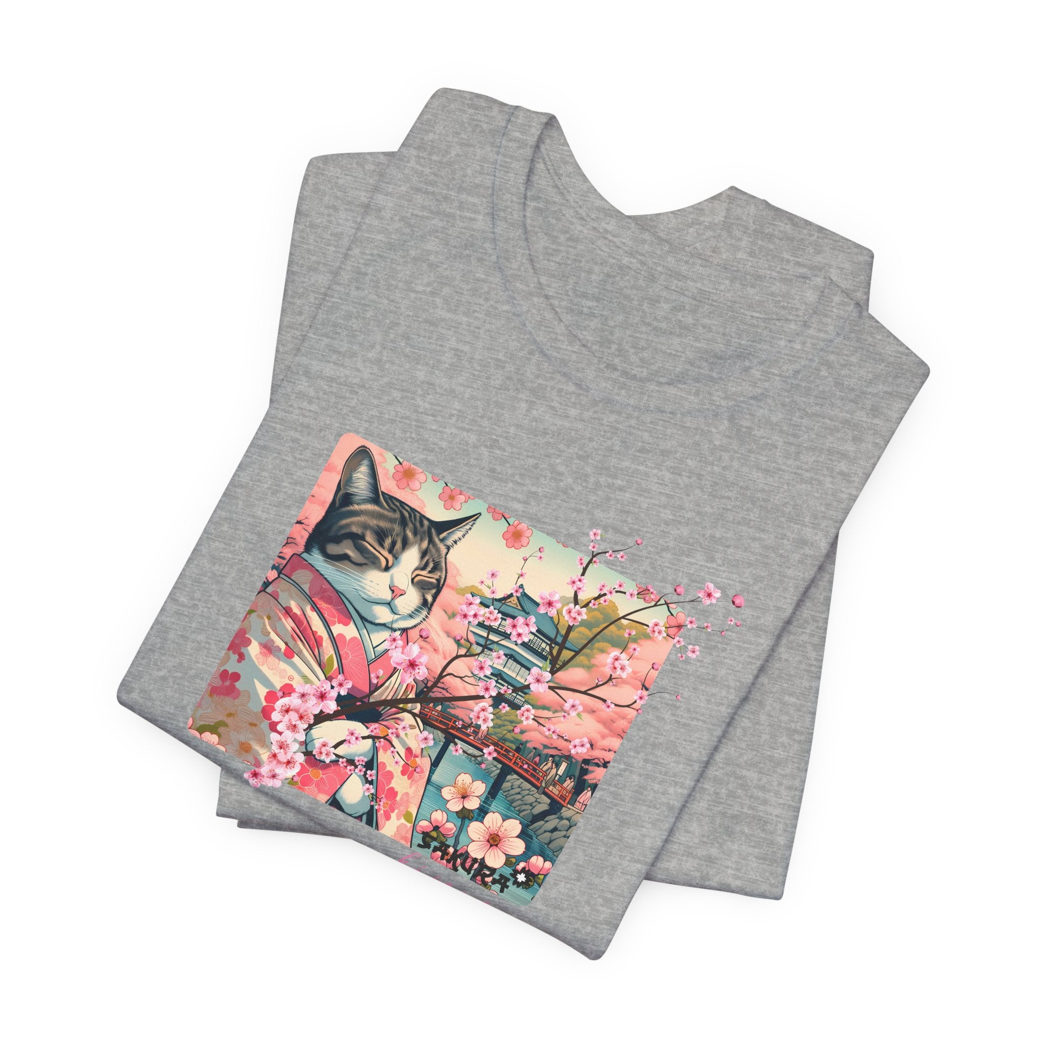 Sakura Kimono Cat Tee - Unisex Stylish T-Shirt for Cat Lovers - Kimono Cats Collection