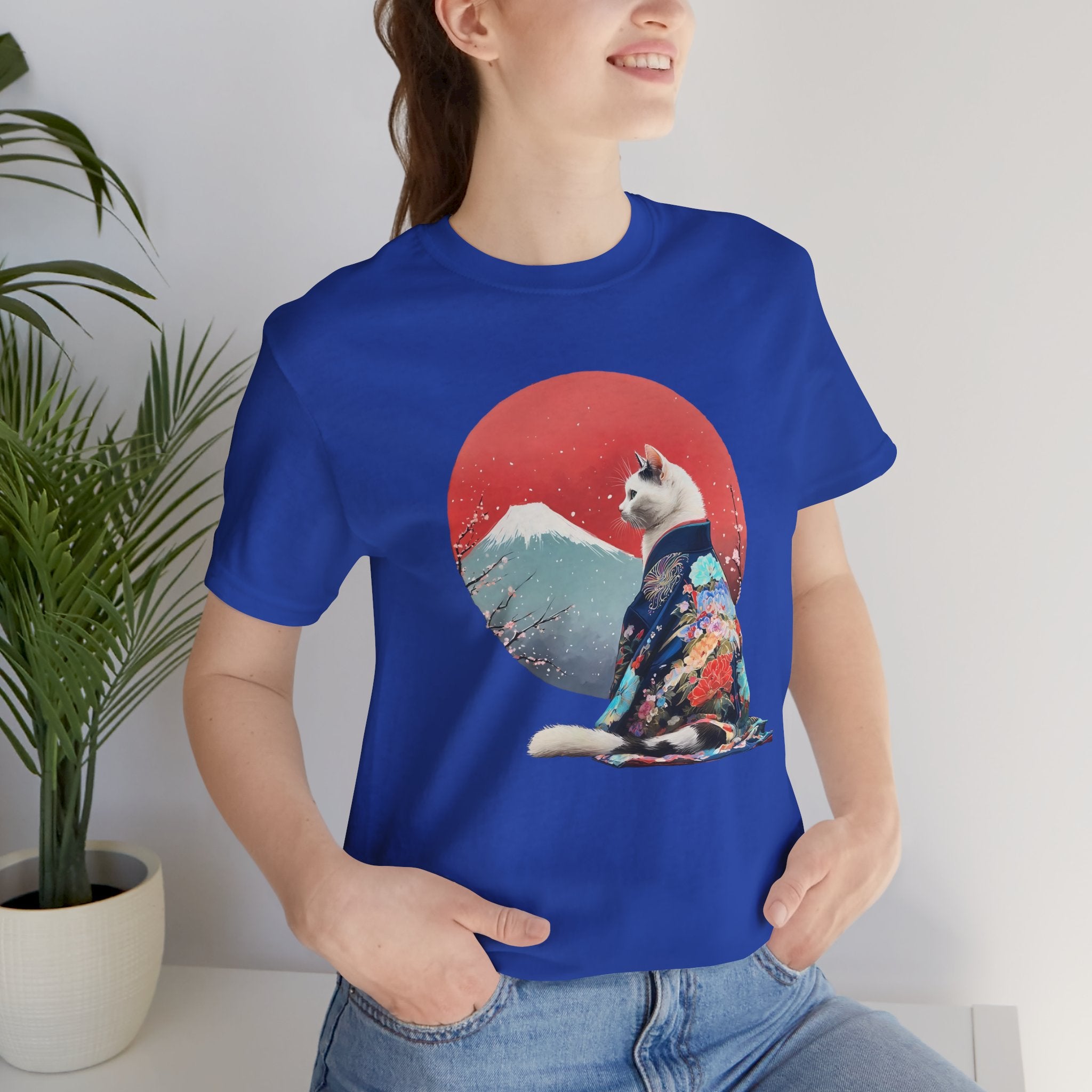 Kimono Cat with Red Sun T-Shirt | Unisex