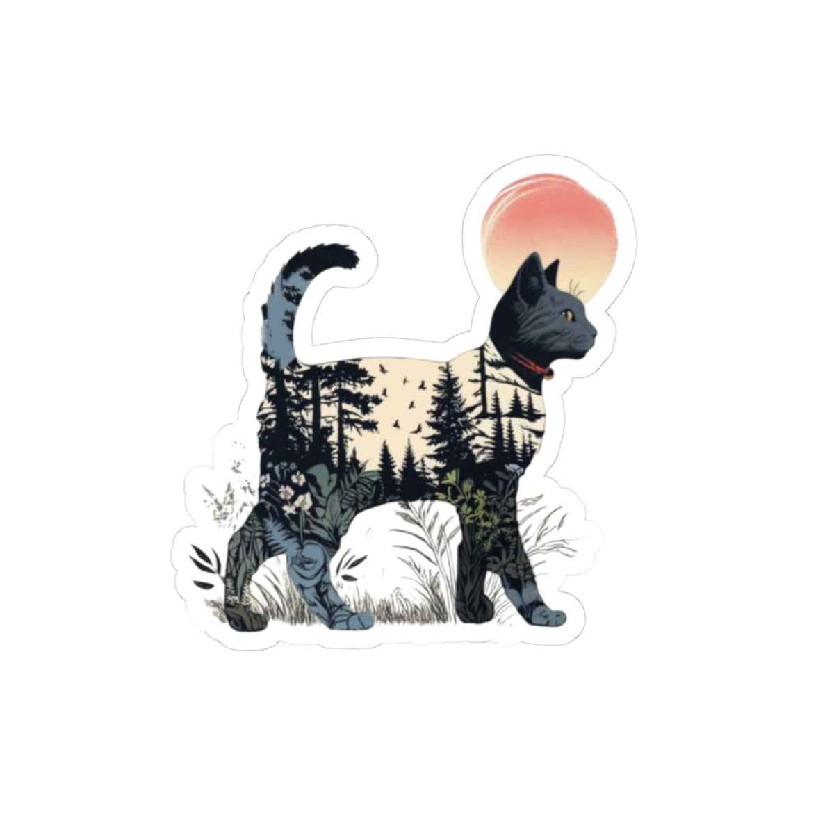Forest Cat Sticker | Kiss-Cut Vinyl Decal