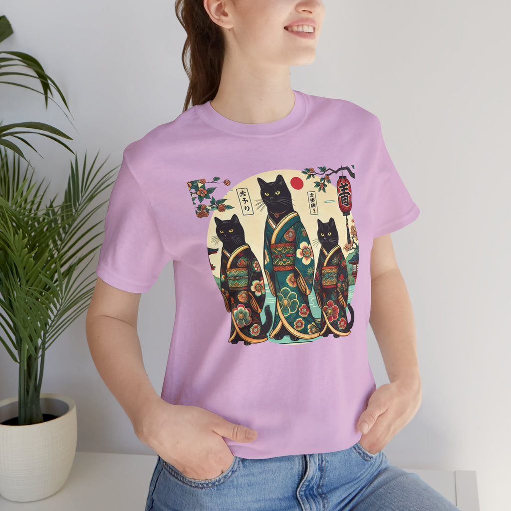 Black Kimono Cats Tee - Unisex