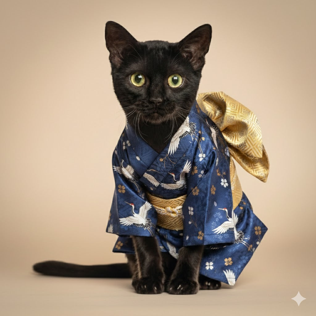 Individuelles Kimono-Haustierportrait – Personalisiertes Haustierkunstwerk im japanischen Stil