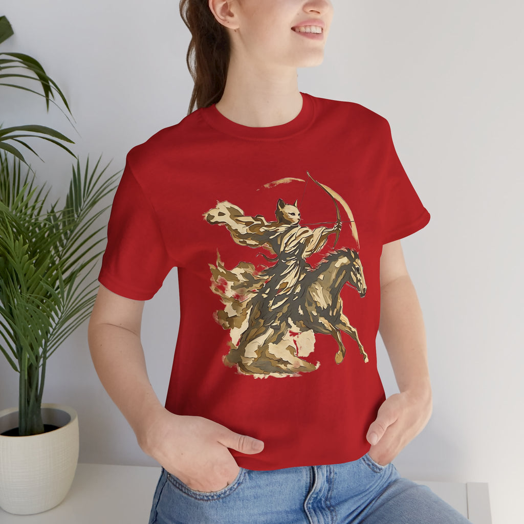 Year of the Horse Archer Cat T-Shirt, Japanese Zodiac Ukiyo-e Ink Wash