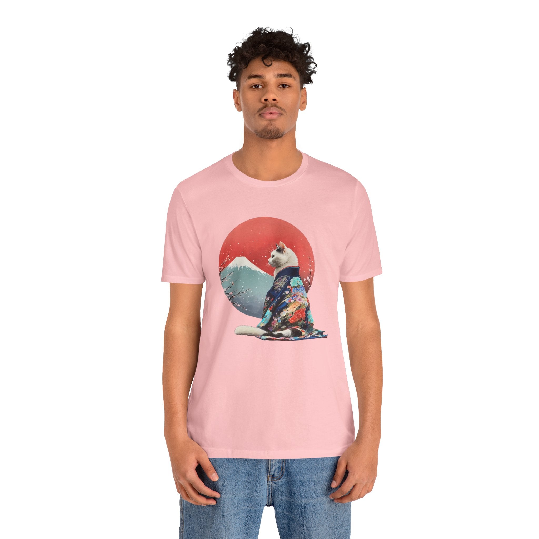Kimono Cat with Red Sun T-Shirt | Unisex
