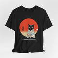 Black Cat Kimono Tee Shirt, Cute Cat Shirt, Unisex T-Shirt, Animal Lovers Gift, Japanese Style Clothing, Unique Cat Fashion