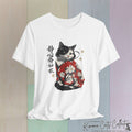Sakura Neko Cat Tee | Kimono Cat Silhouette, Meow Nyan Japan - Kimono Cats Collection Kimono Cats