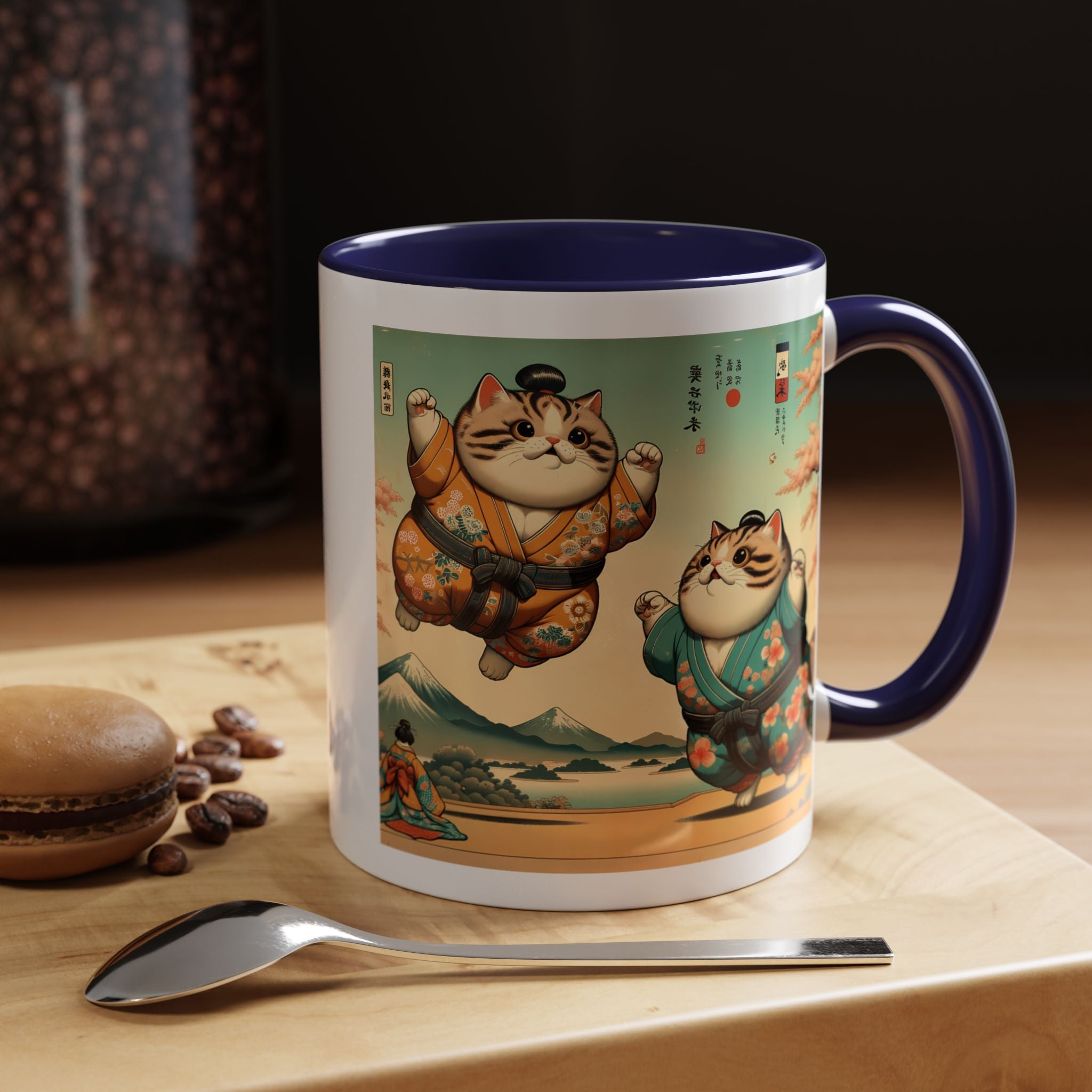 Sumo Cats Mug - Japanese Cherry Blossoms
