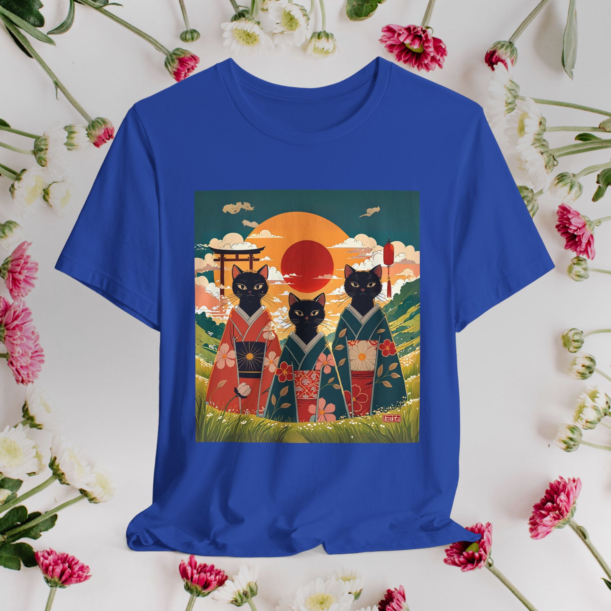 Kawaii Black Kitty Cats in Kimonos T-Shirt
