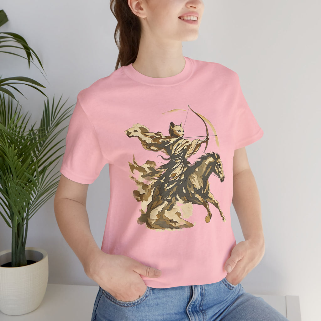 Year of the Horse Archer Cat T-Shirt, Japanese Zodiac Ukiyo-e Ink Wash