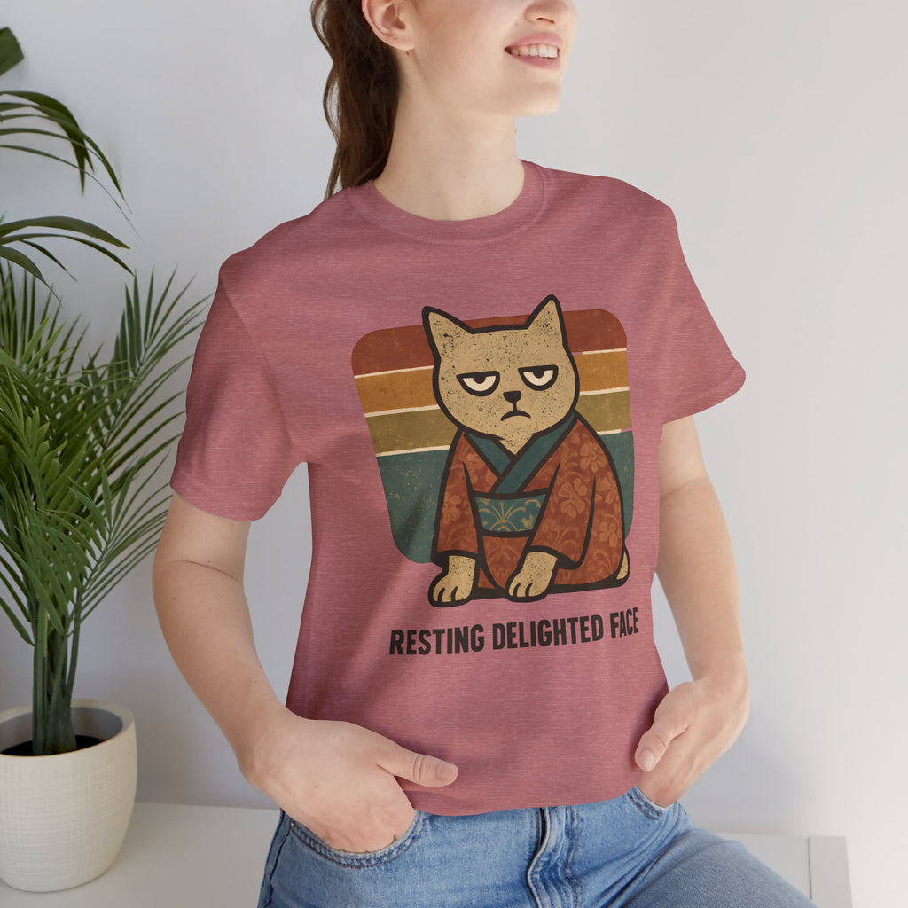 Resting Delighted Face - Grumpy Kimono Cat Vintage T-Shirt