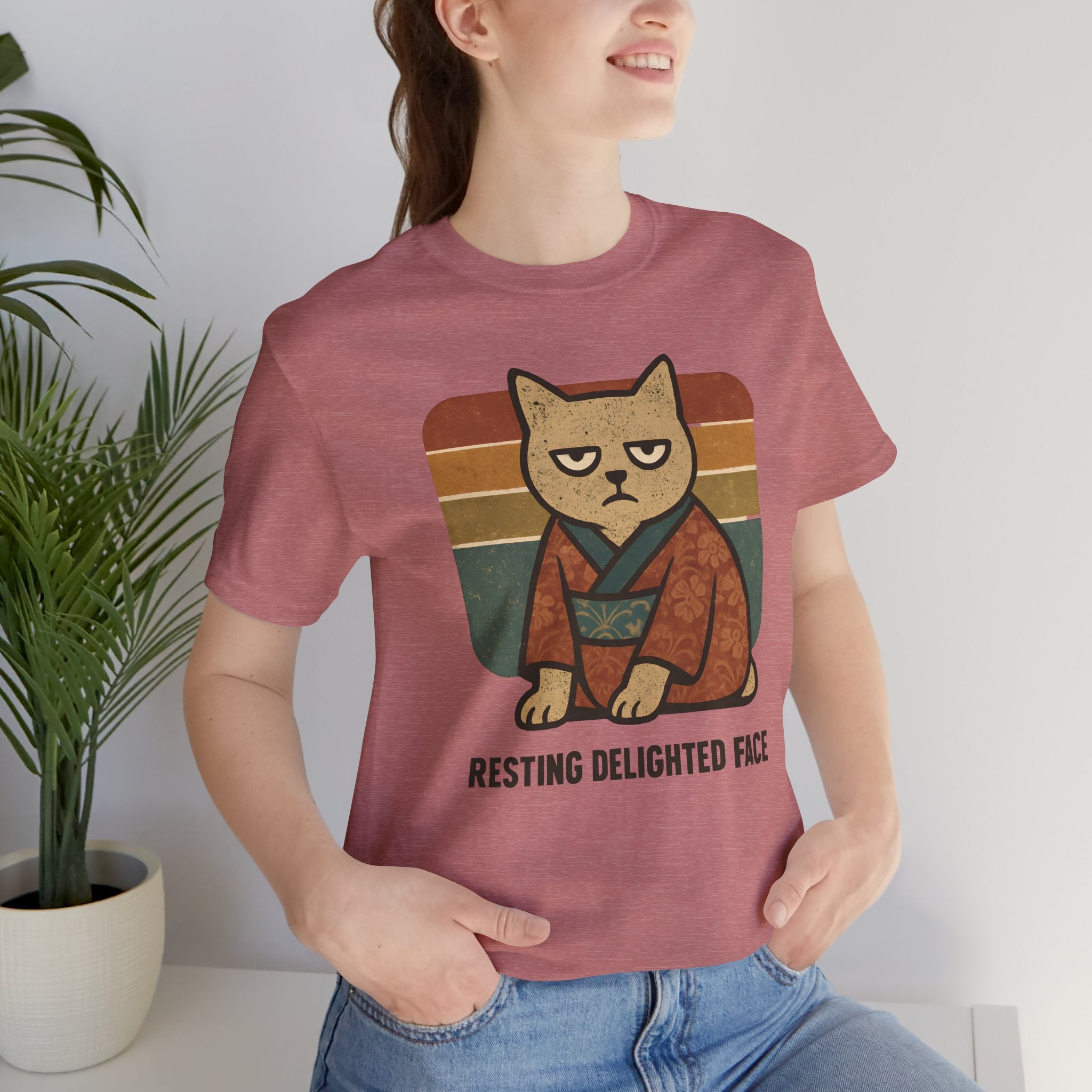 Resting Delighted Face - Grumpy Kimono Cat Vintage T-Shirt