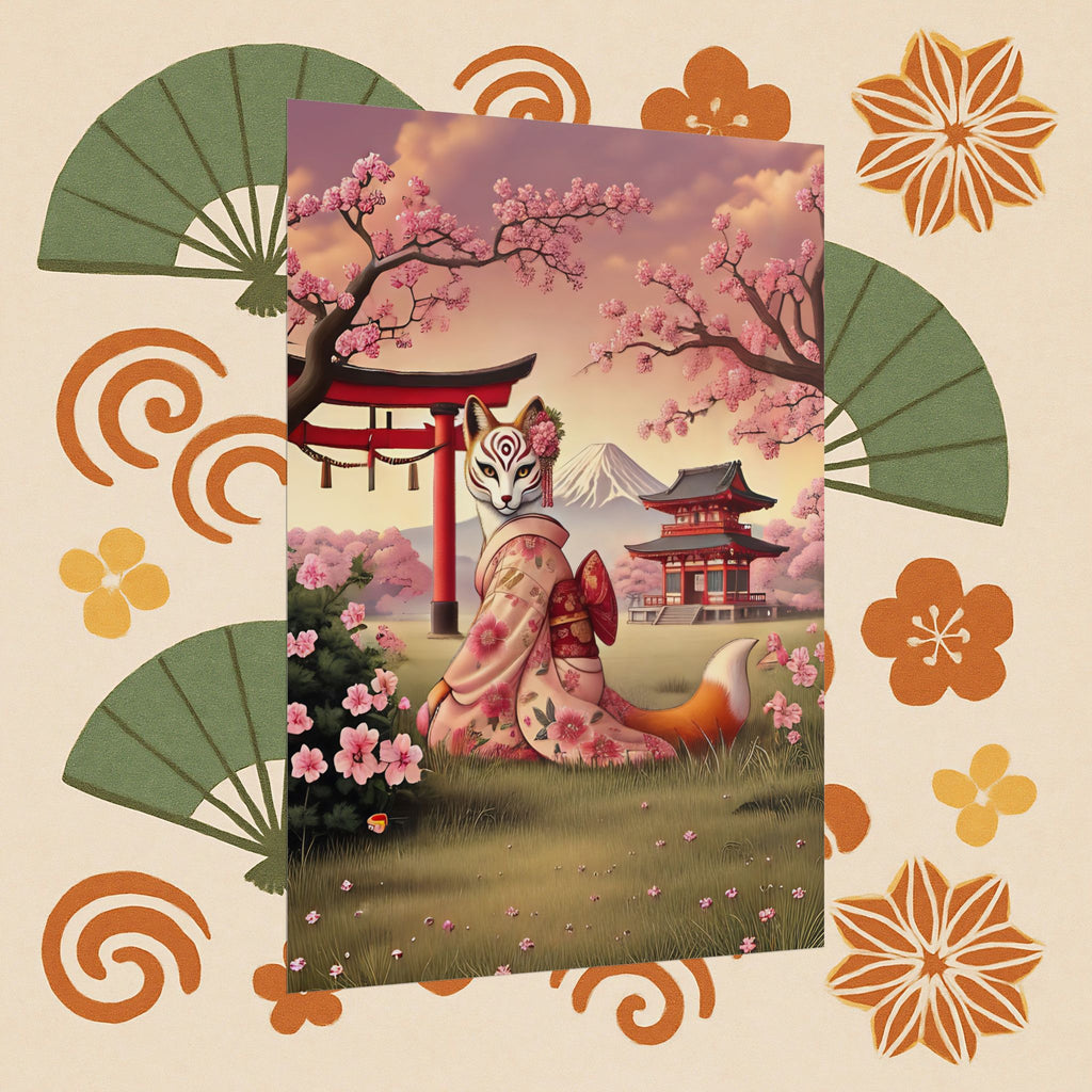 Kitsune Japanese Folklore Art Poster - Tsukihana