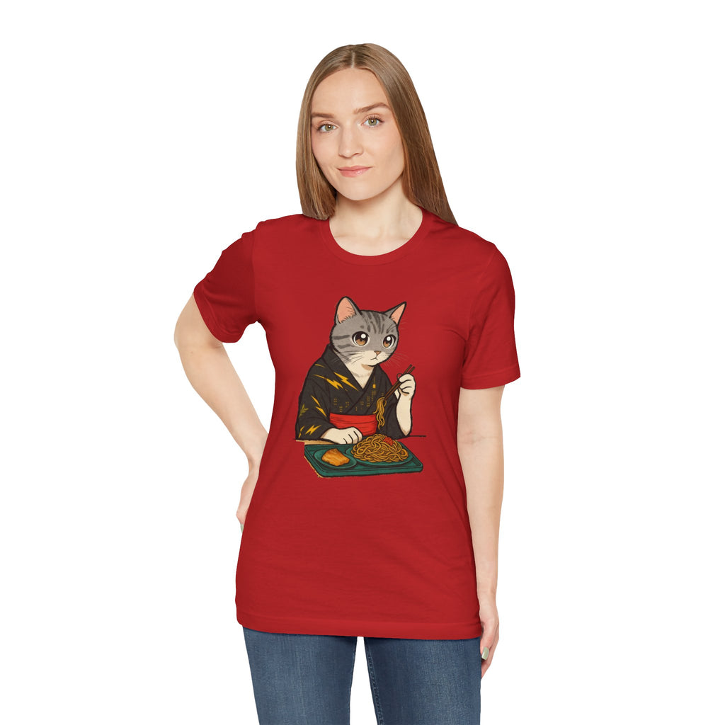 Yakisoba Noodle Cat Shirt - Japanese Street Food Kimono Cat Tee - Kimono Cats Collection