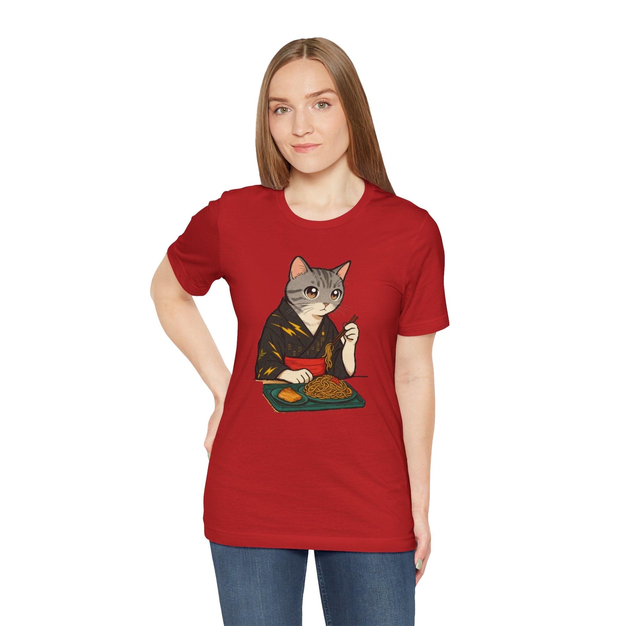 Yakisoba Noodle Cat Shirt - Japanese Street Food Kimono Cat Tee - Kimono Cats Collection