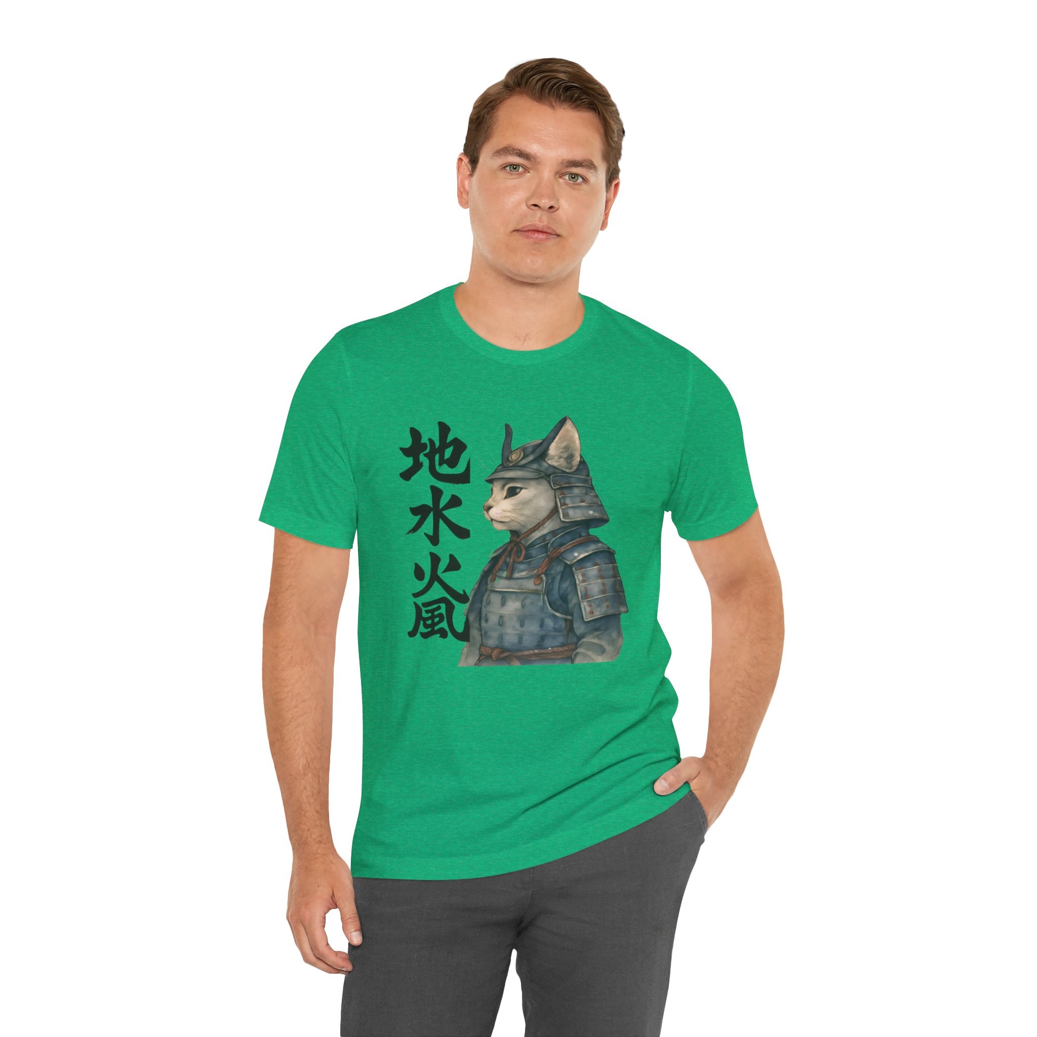Samurai Cat Watercolor Tee | Japanese Kimono Neko Cat