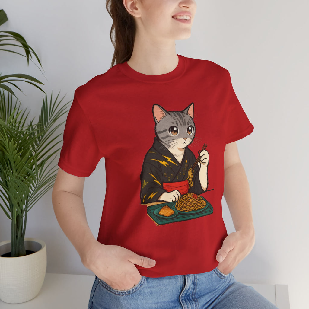 Yakisoba Noodle Cat Shirt - Japanese Street Food Kimono Cat Tee - Kimono Cats Collection