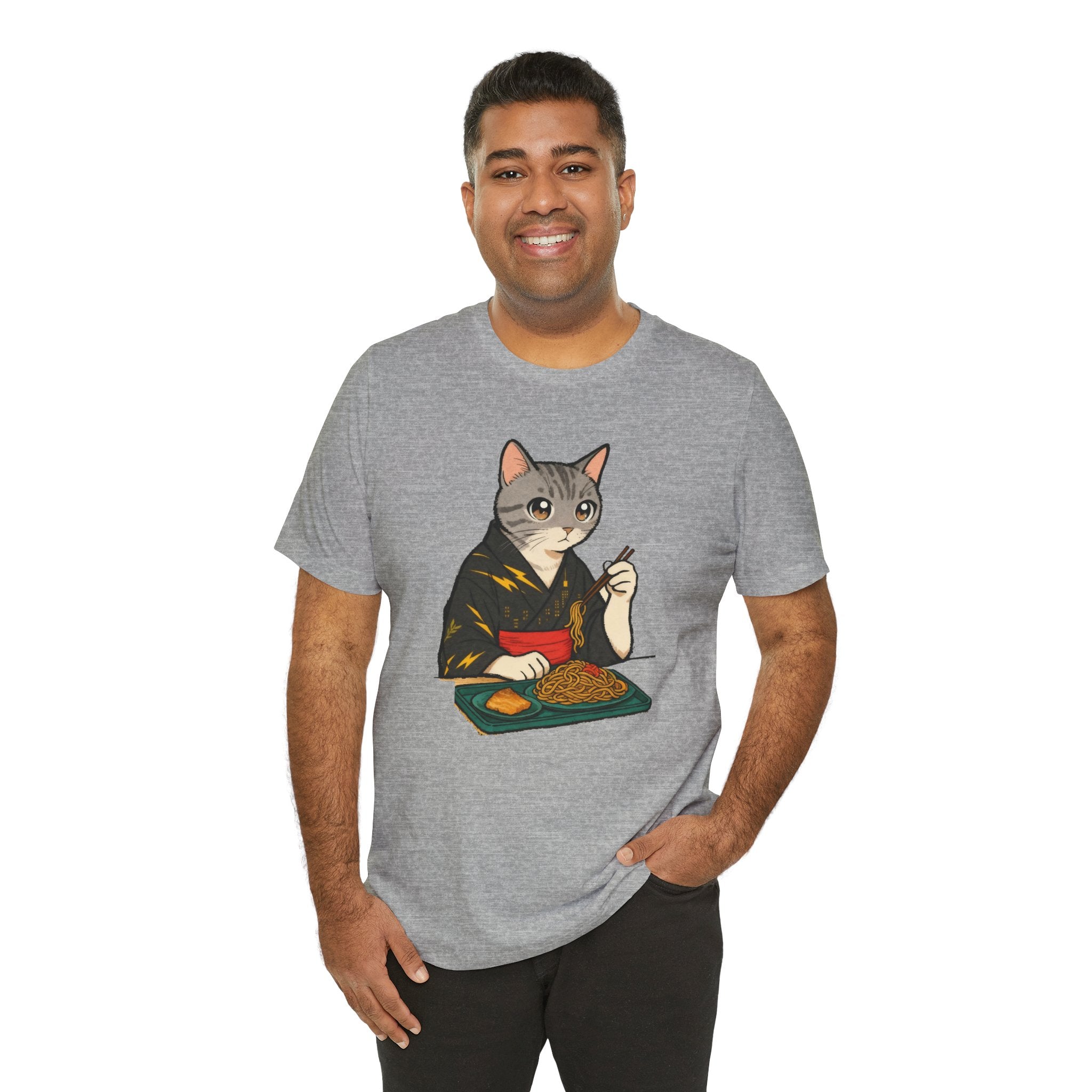 Yakisoba Noodle Cat Shirt - Japanese Street Food Kimono Cat Tee - Kimono Cats Collection