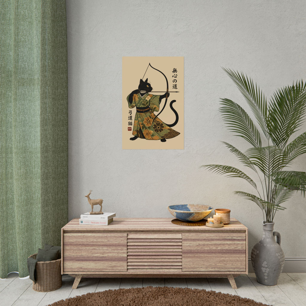 Kyūdō Cat Wall Art – The Way of No-Mind (弓道猫 • 無心の道)
