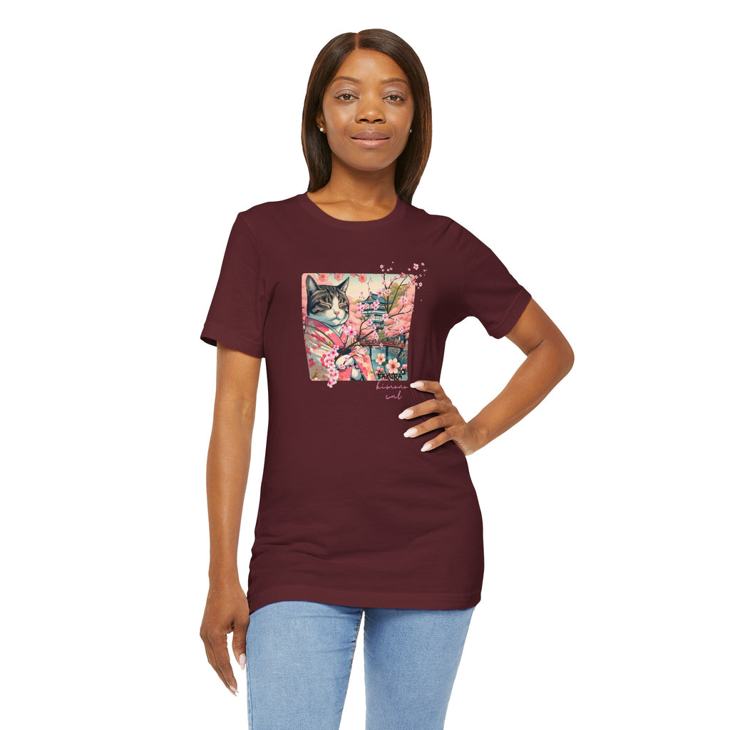 Sakura Kimono Cat Tee - Unisex Stylish T-Shirt for Cat Lovers - Kimono Cats Collection