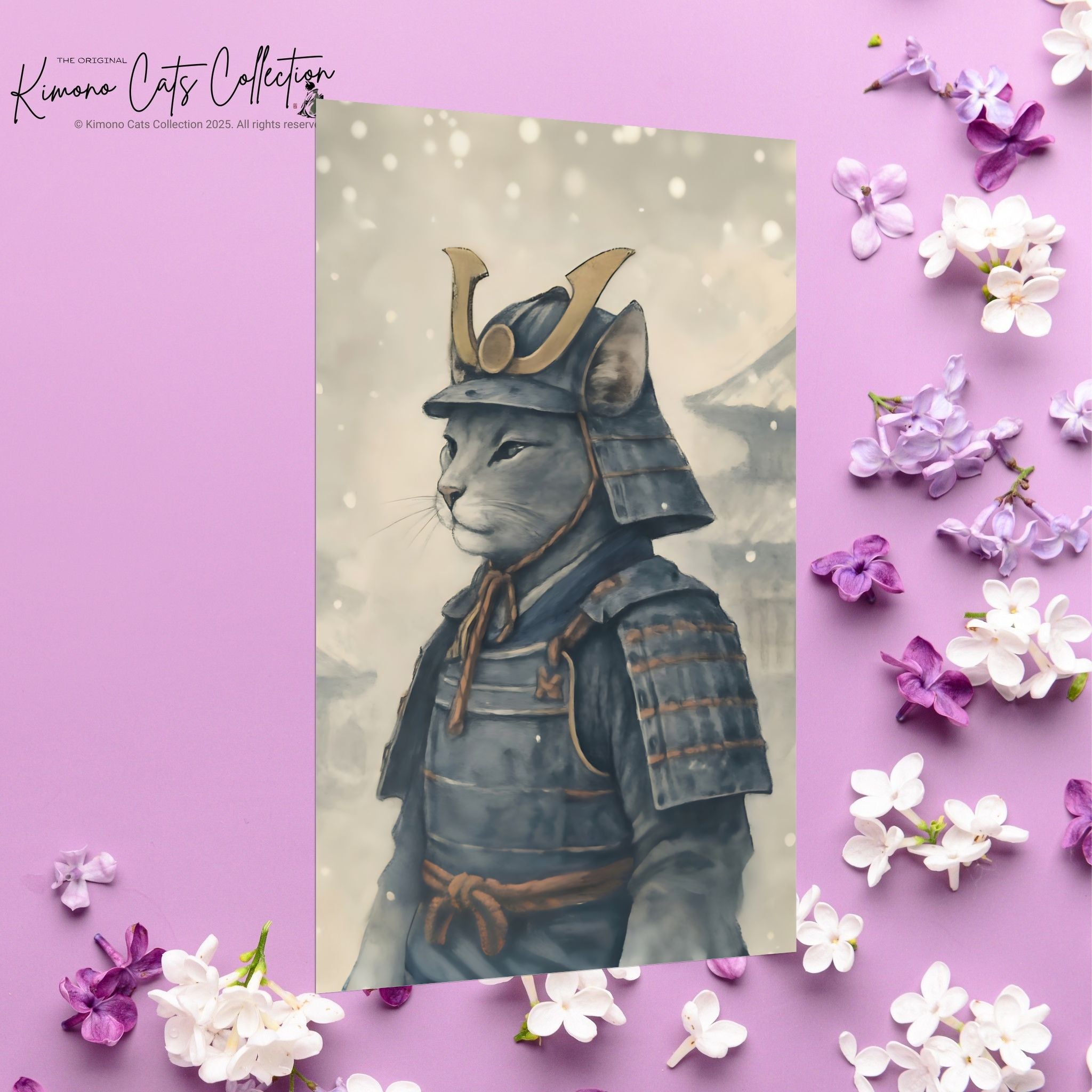 Samurai Cat Poster - Japanese Neko Warrior Wall Art