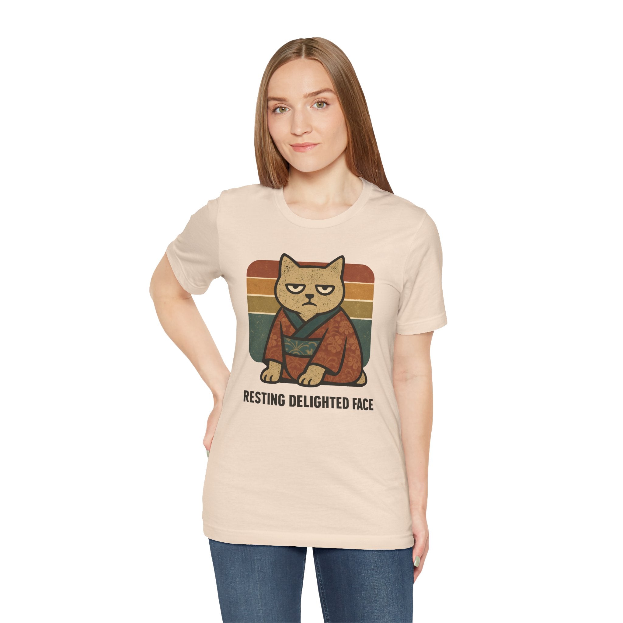 Resting Delighted Face - Grumpy Kimono Cat Vintage T-Shirt
