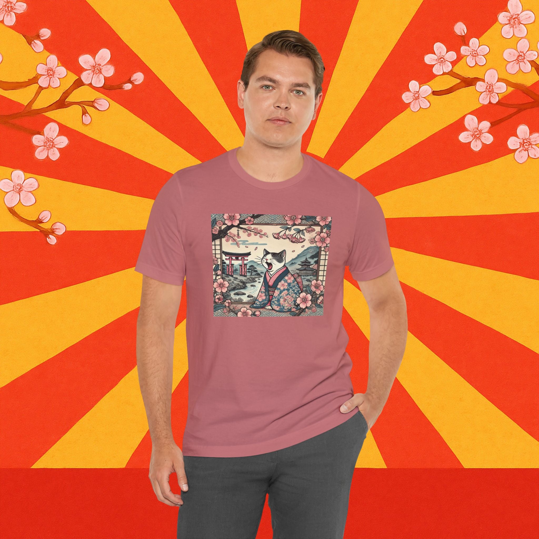 Kimono-Katze T-Shirt: Faule japanische Zen-Katze