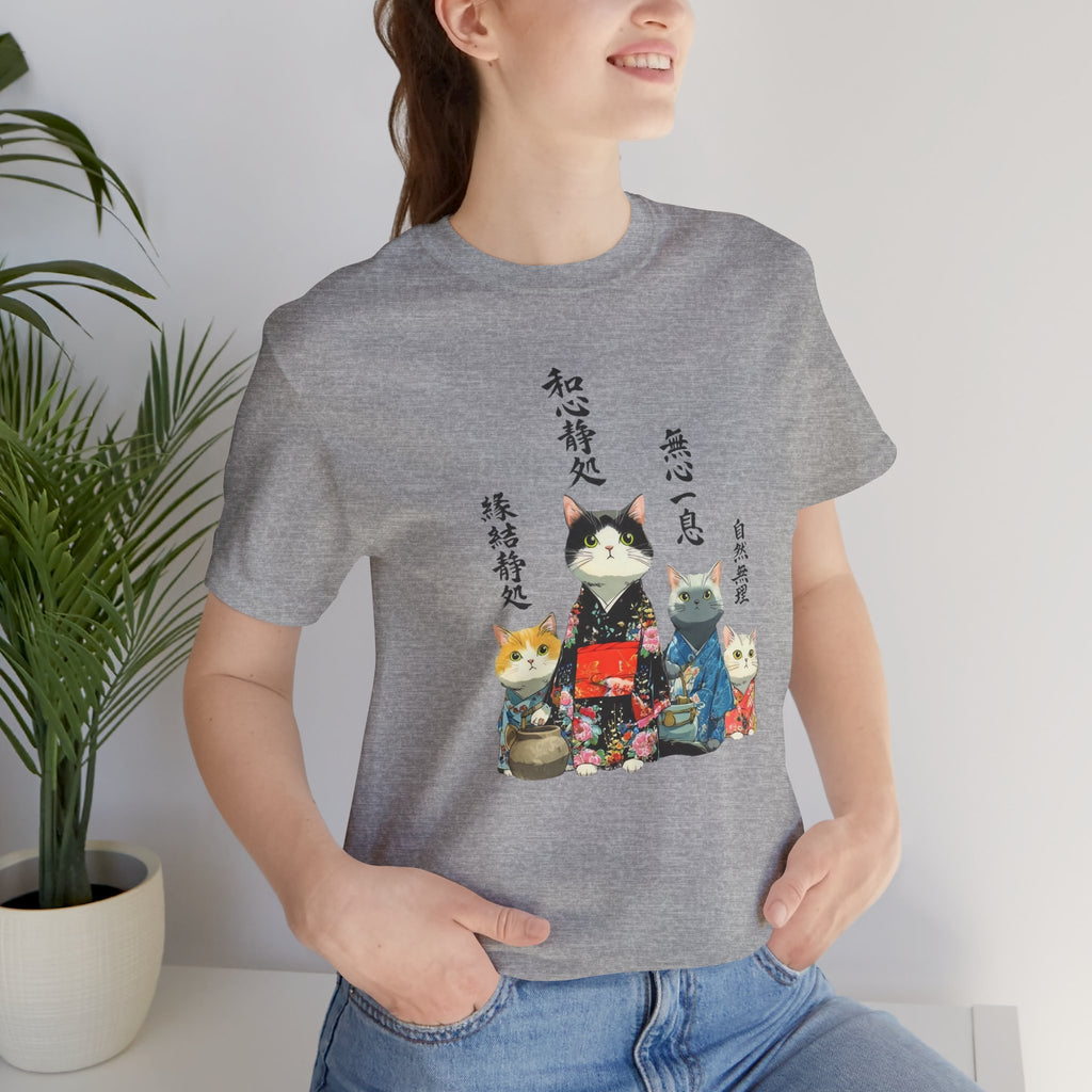 Zen Kimono Cats T-Shirt | Japanese Cat Illustration