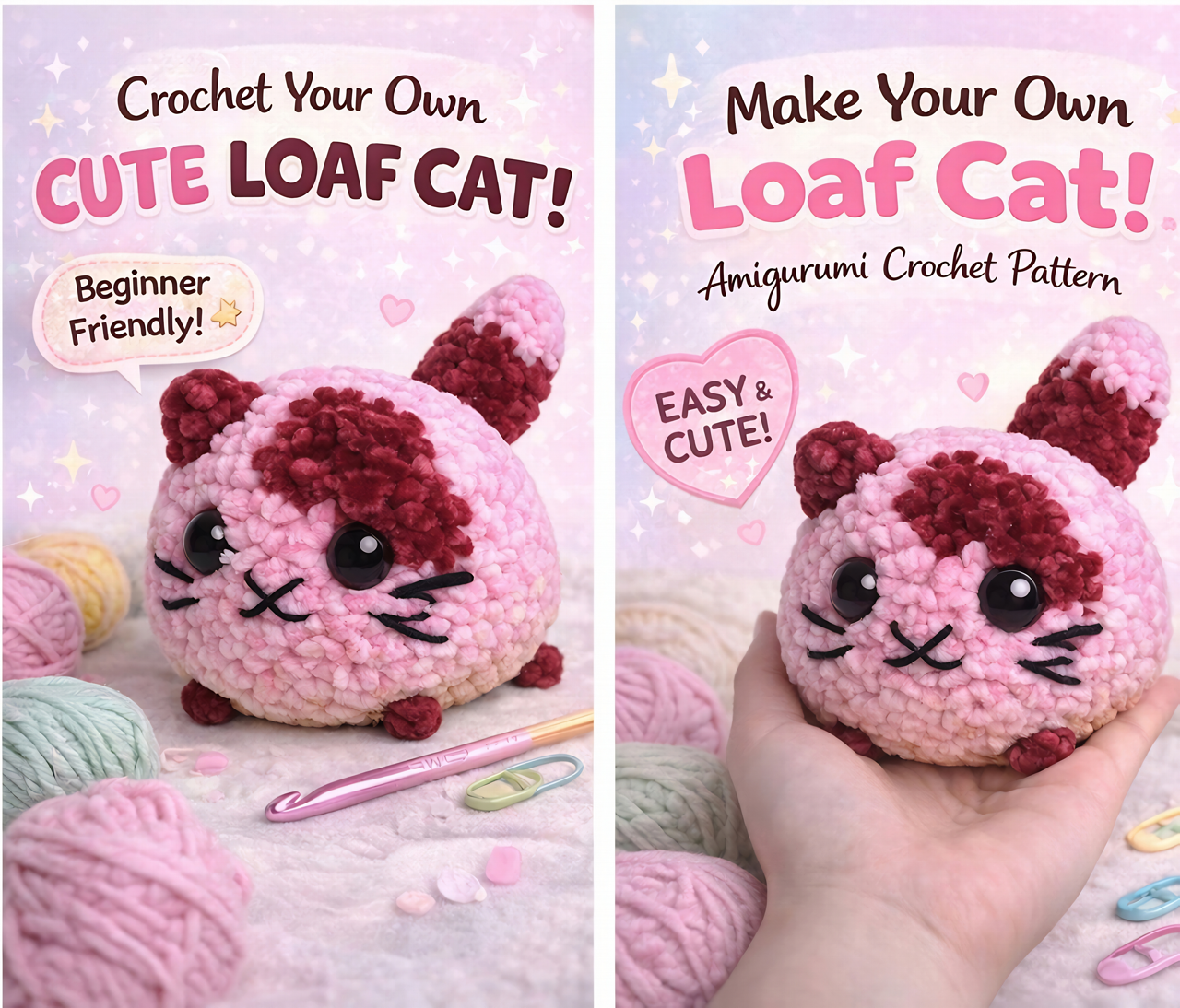 Loaf Cat Crochet Pattern – Easy No Sew Amigurumi (Beginner Friendly)