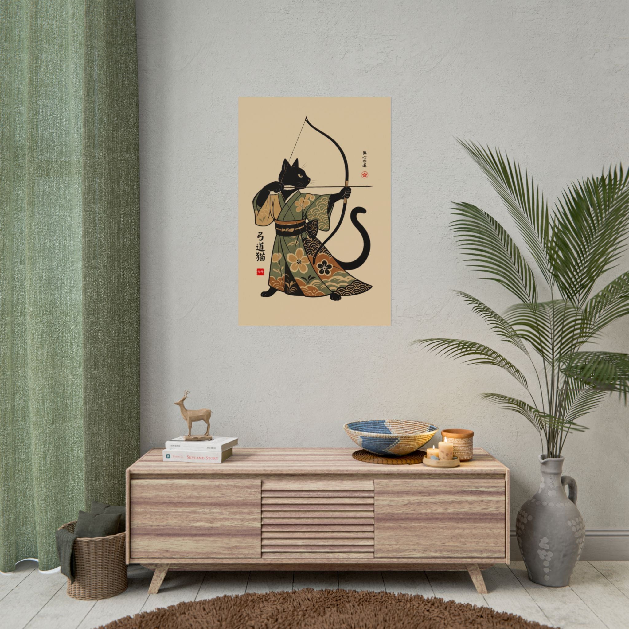 Kyūdō Cat Wall Art – The Way of No-Mind (弓道猫 • 無心の道)
