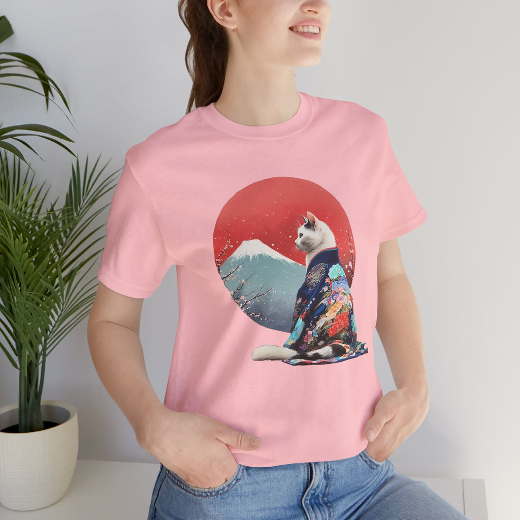 Kimono Cat with Red Sun T-Shirt | Unisex