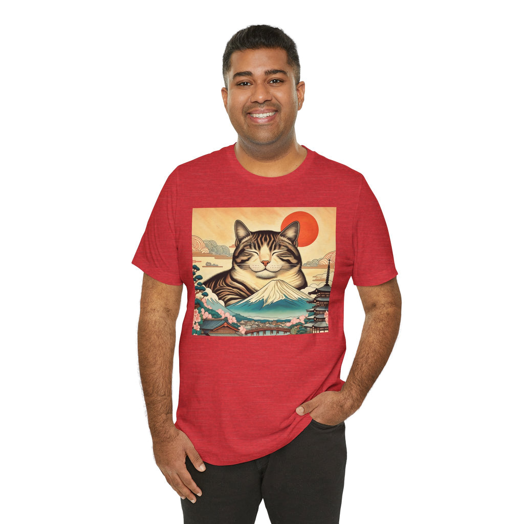 Sakura Mt. Fuji Cat Shirt - Cute Cat T-Shirt Inspired by Japanese Culture - Kimono Cats Collection