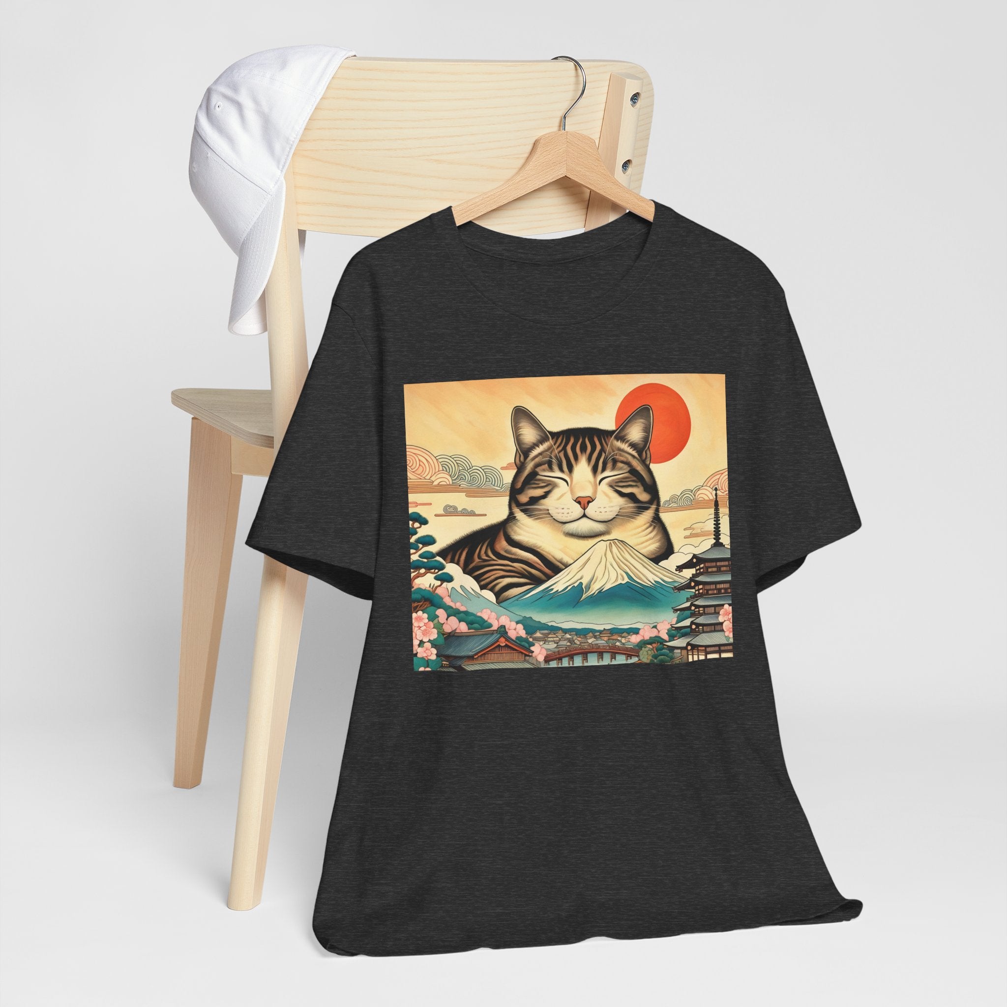 Sakura Mt. Fuji Cat Shirt - Cute Cat T-Shirt Inspired by Japanese Culture - Kimono Cats Collection